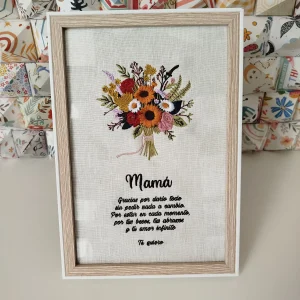 CUADRO RAMO FLORES BORDADO